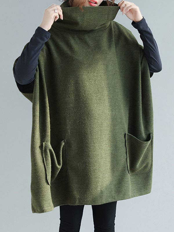 Solid Color Pullovers: BLACK / One_size
