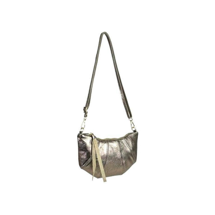 Leather Shoulder Bag 1/2 Moon: Silver