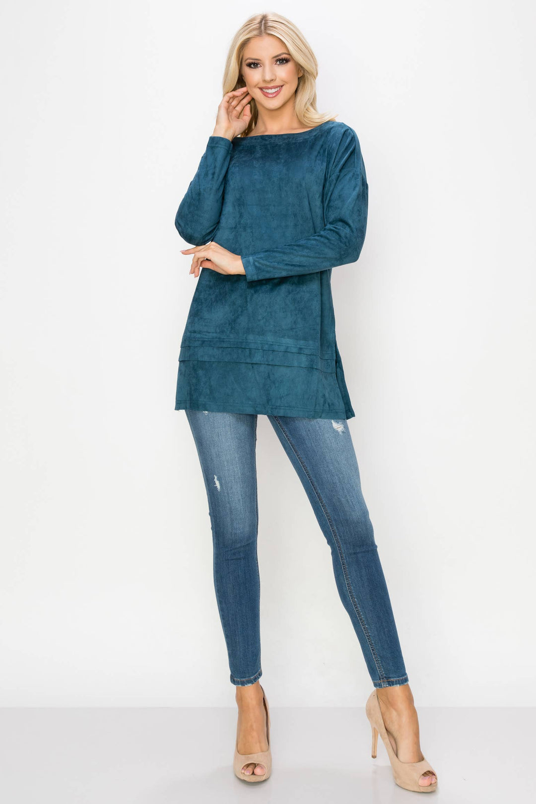 April Stretch Suede Tunic: BLACK / M / 21136A