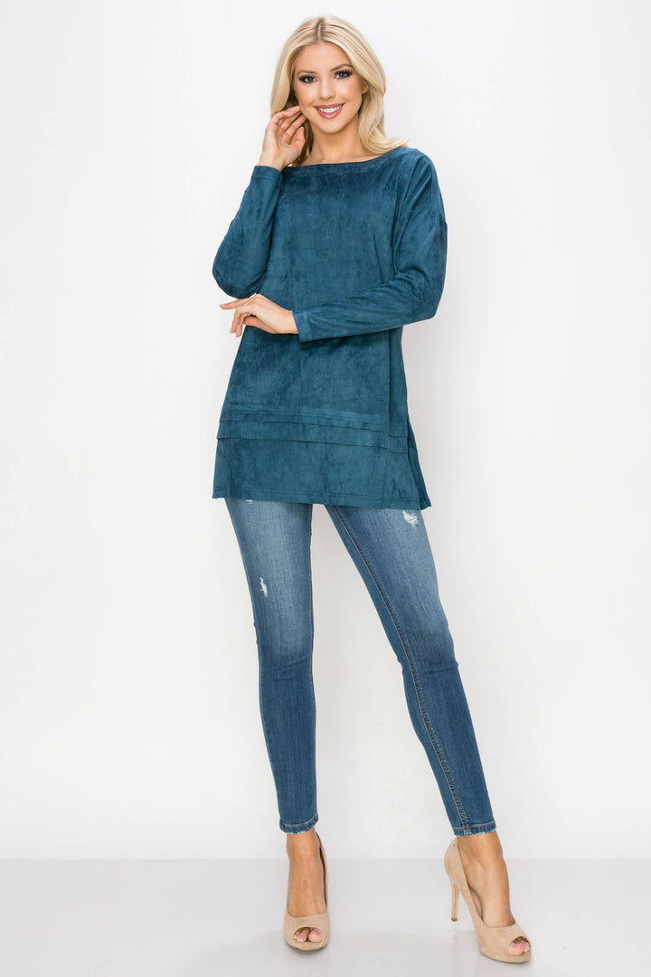 April Stretch Suede Tunic: BLACK / M / 21136A