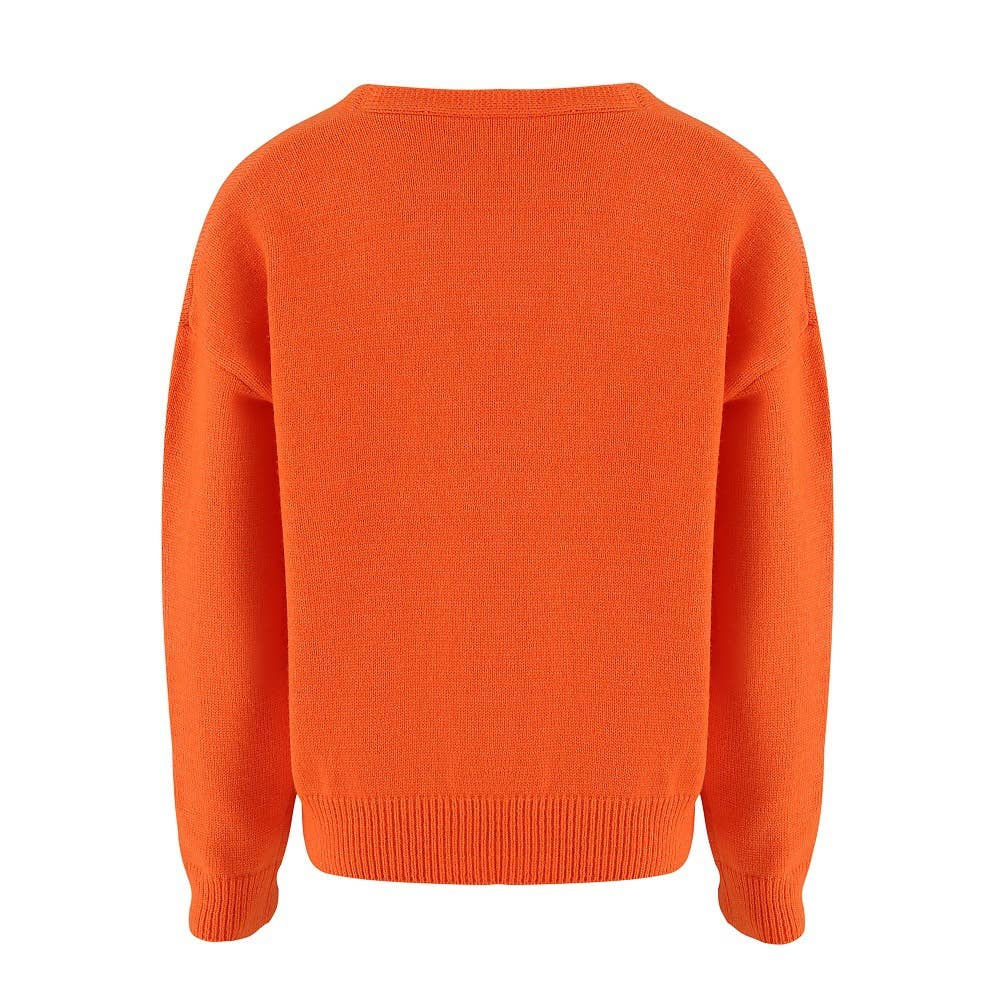 Daisy V-neck Cardigans: Orange / 2XL