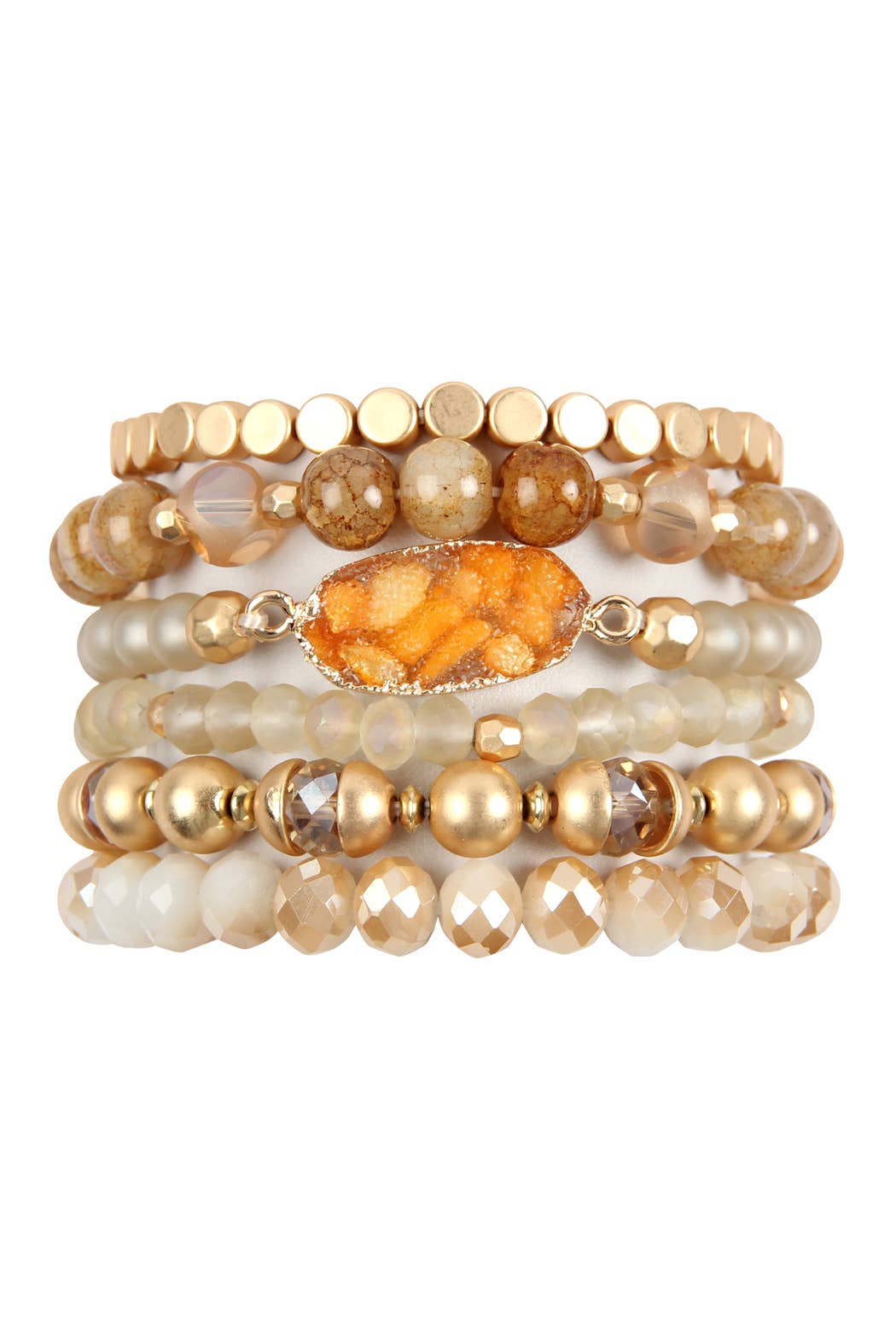 Druzy Stone Charm Bracelet Set: White