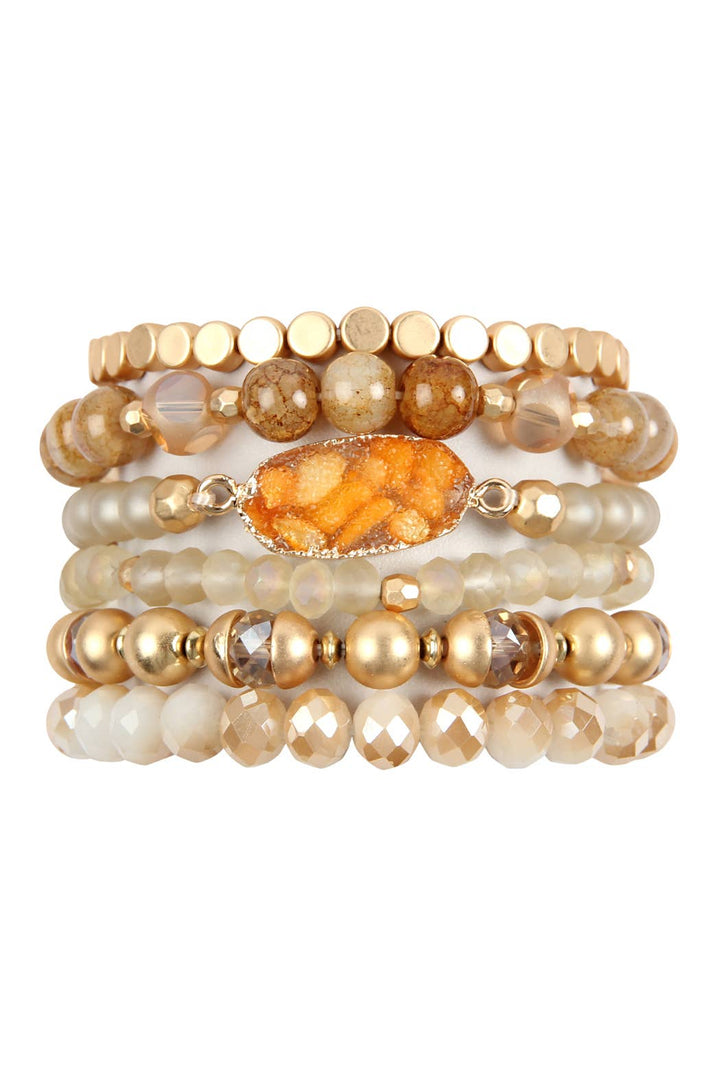 Druzy Stone Charm Bracelet Set: White