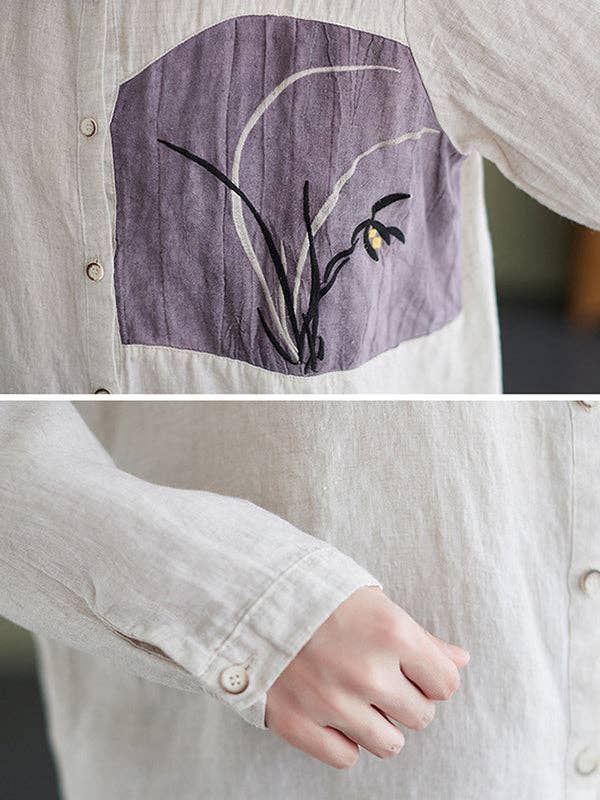 Embroiderd Tops: BLACK / L