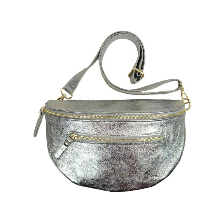 Italian Leather Waist Bag: Gold