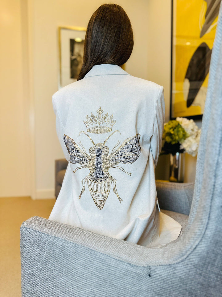 Blazer, Linen Natural, Gold Queen Bee: X-Large
