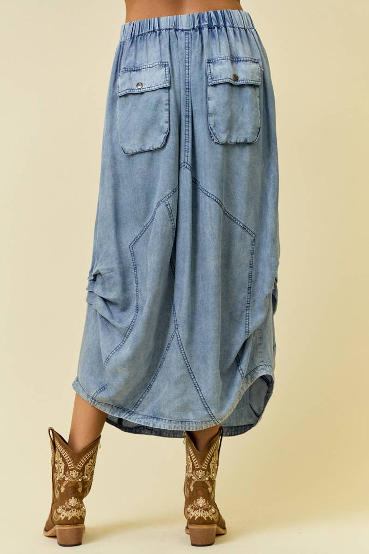 TENCEL SKIRT- 6557S-2: DENIM / L
