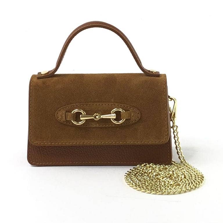 Horse bit suede bag