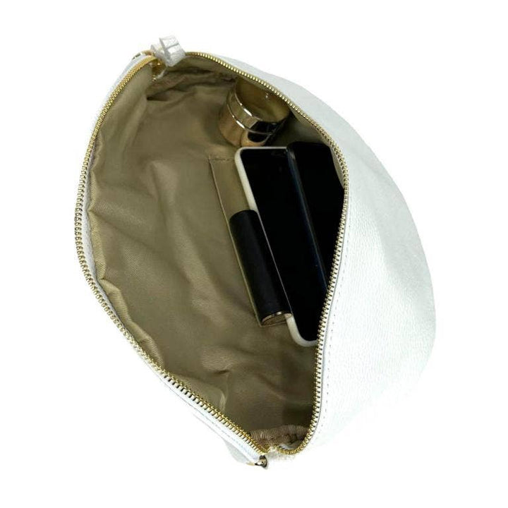 Large Italian Leather Waist Bag: Olive Green