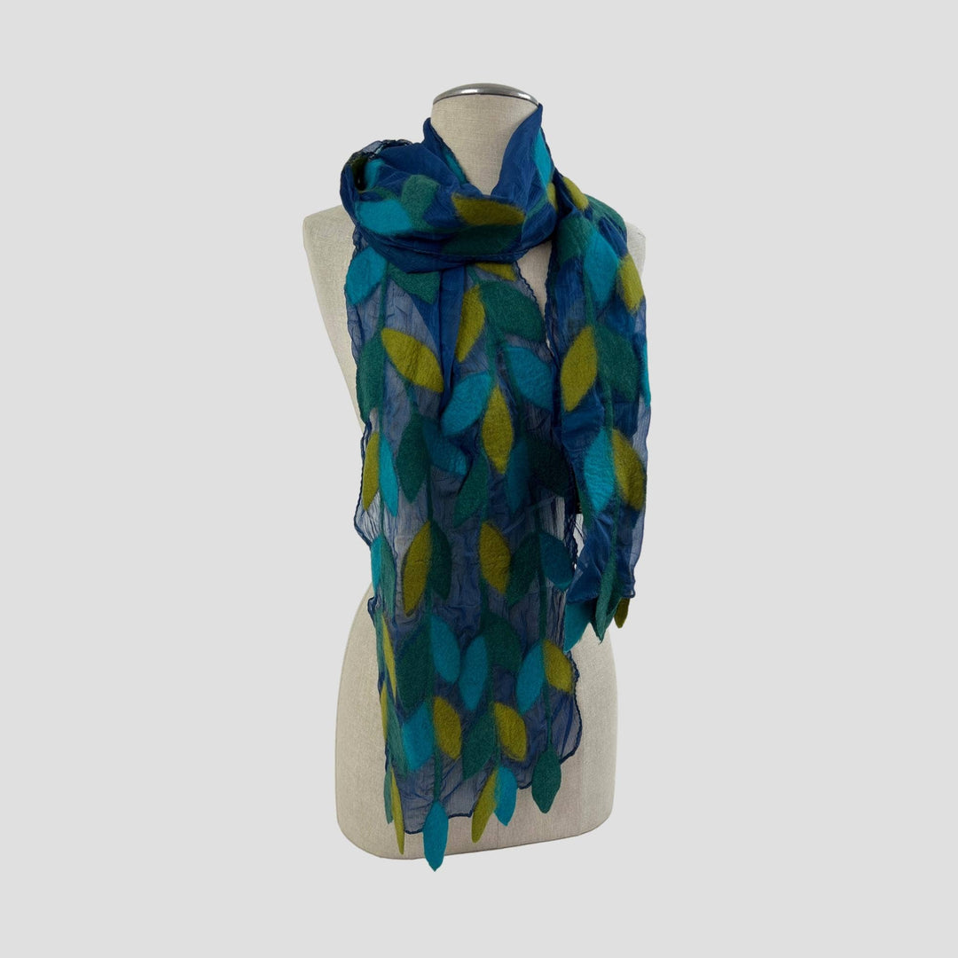 Leaf Merino Wool Handmade Felt Scarf: Camel-Brown