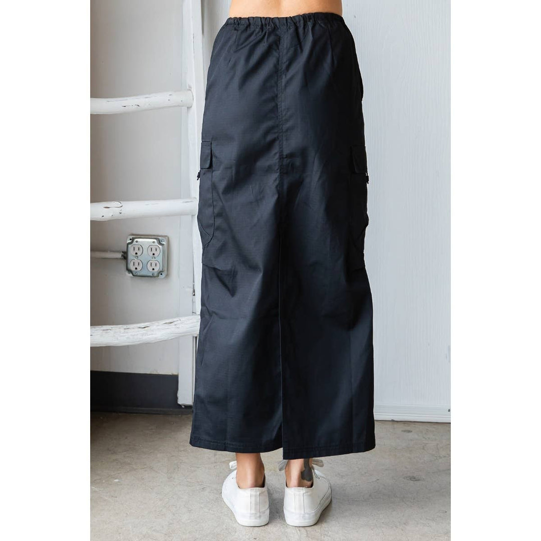Parachute Cargo Long Skirt: Black / M