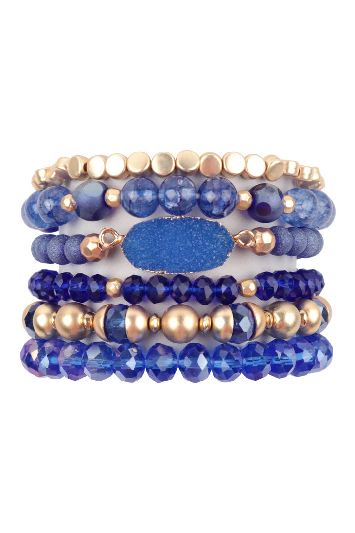 Druzy Stone Charm Bracelet Set: White