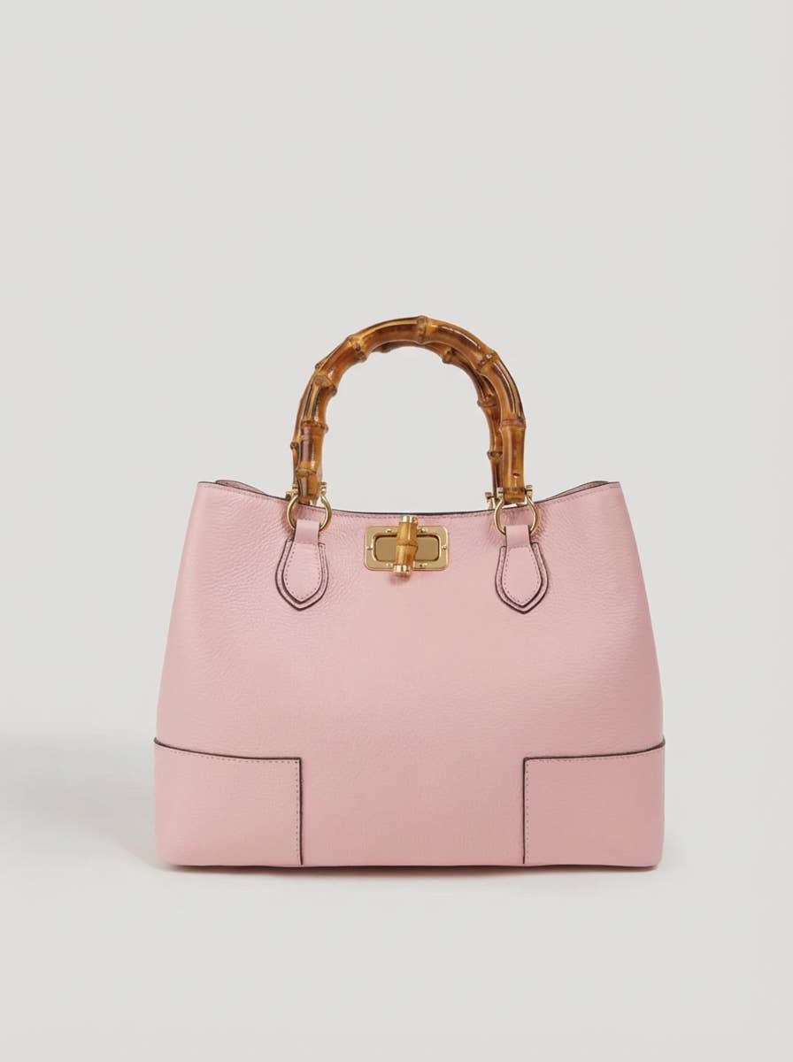Bamboo Bag in Leather – Made in Italy Moro