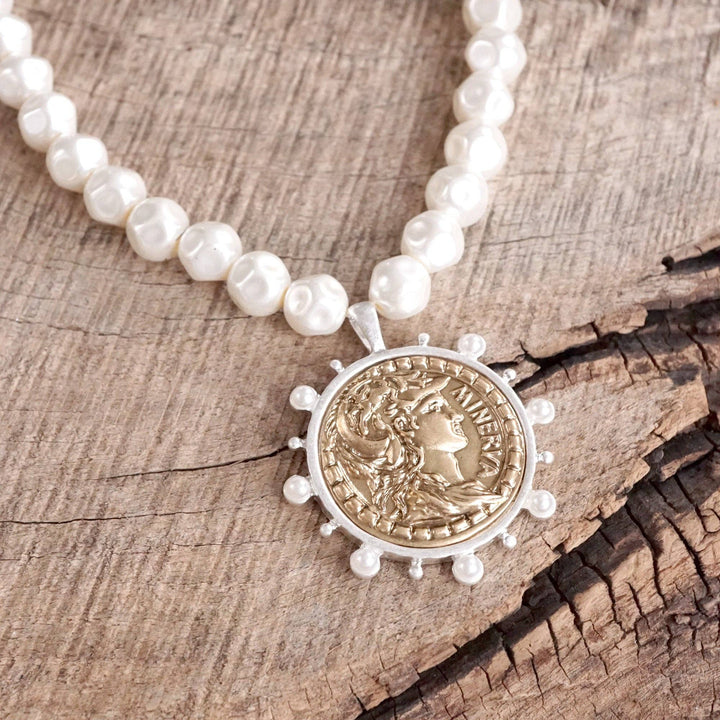 Coin and Pearl Neck – Gold and Silver