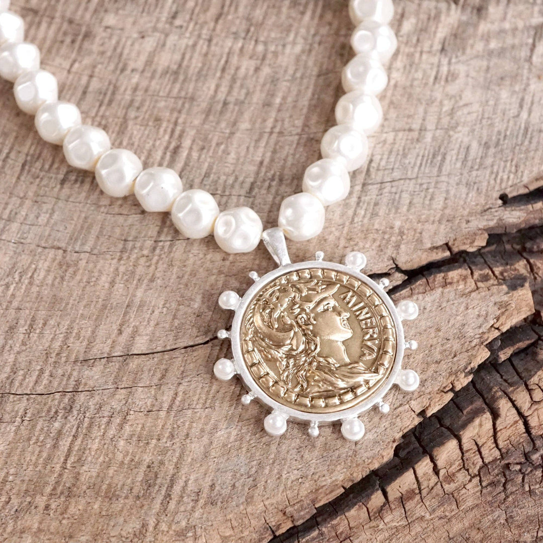 Coin and Pearl Neck – Gold and Silver