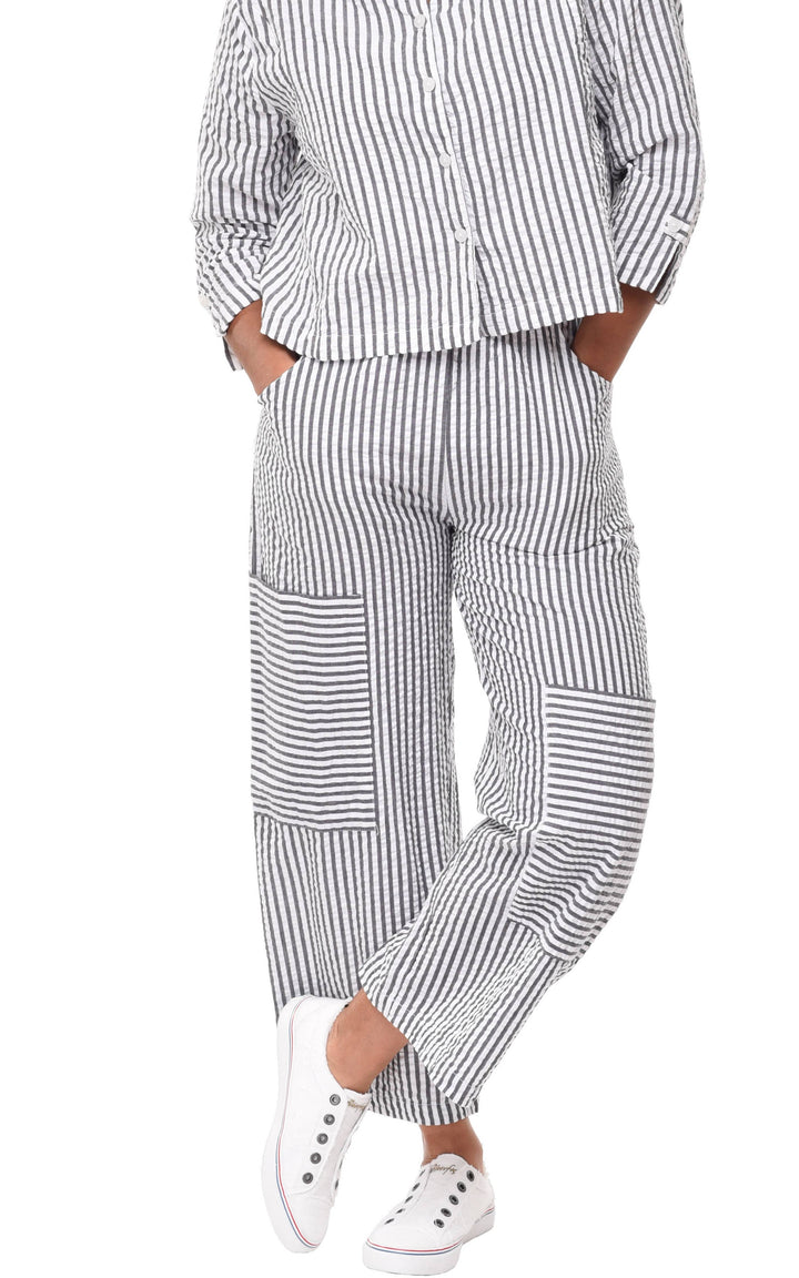 Tulip Clothing - CV1115 Roxanne Pant in Murphy Seersucker Stripe*: XS