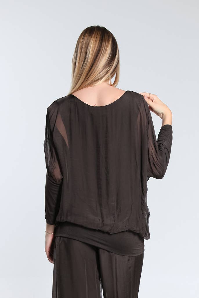 Silk Banded Blouse (BQ206):Black