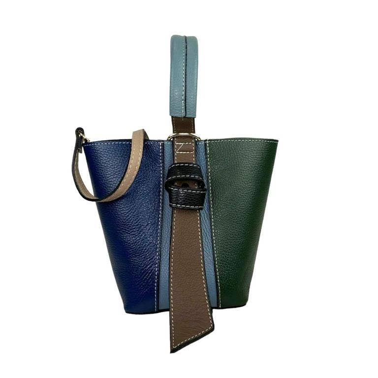 Multicolor Leather Bag:Black