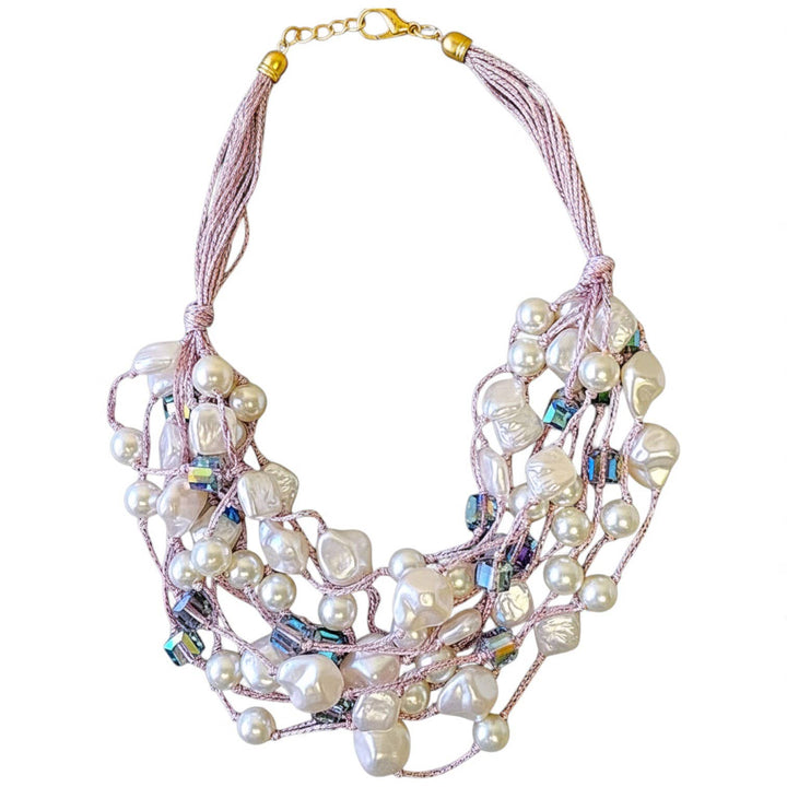 Bijoux Envie Statement Jewelry - Chunky Pastel Pearl Necklace | Handmade Statement Jewelry
