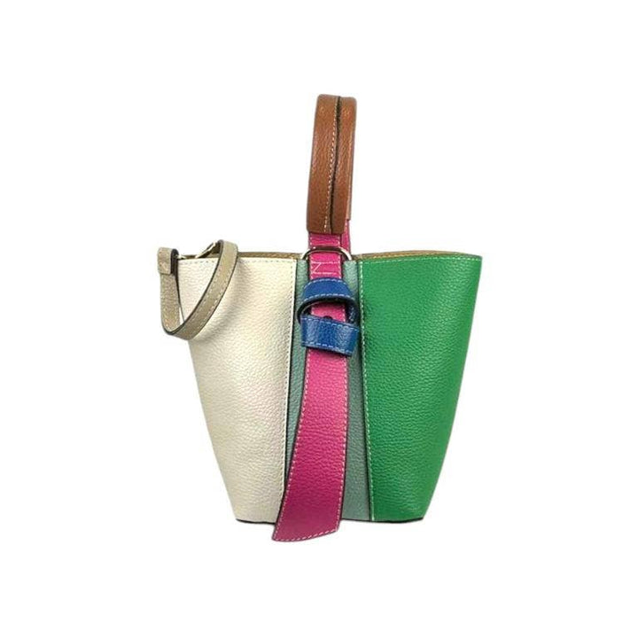 Multicolor Leather Bag:Black