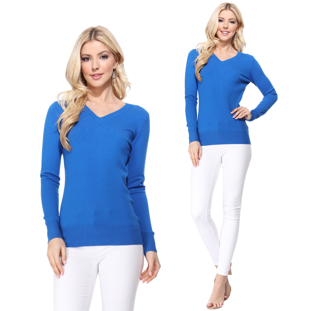 V-Neck Soft Sweater  MK5501: NAVY / XL
