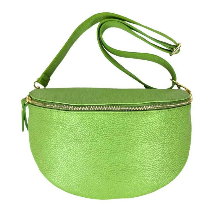 Large Italian Leather Waist Bag: Brown