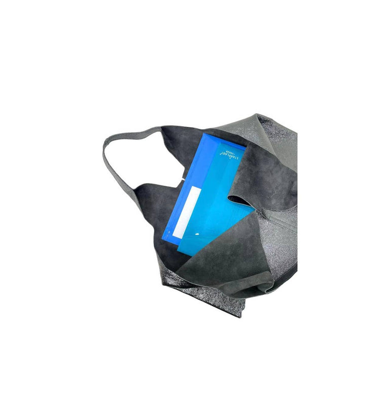 Women's Leather Square Bag: Silver