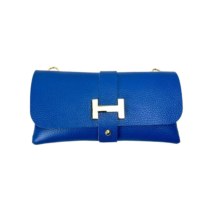 Grain Leather Bag with Chain: White