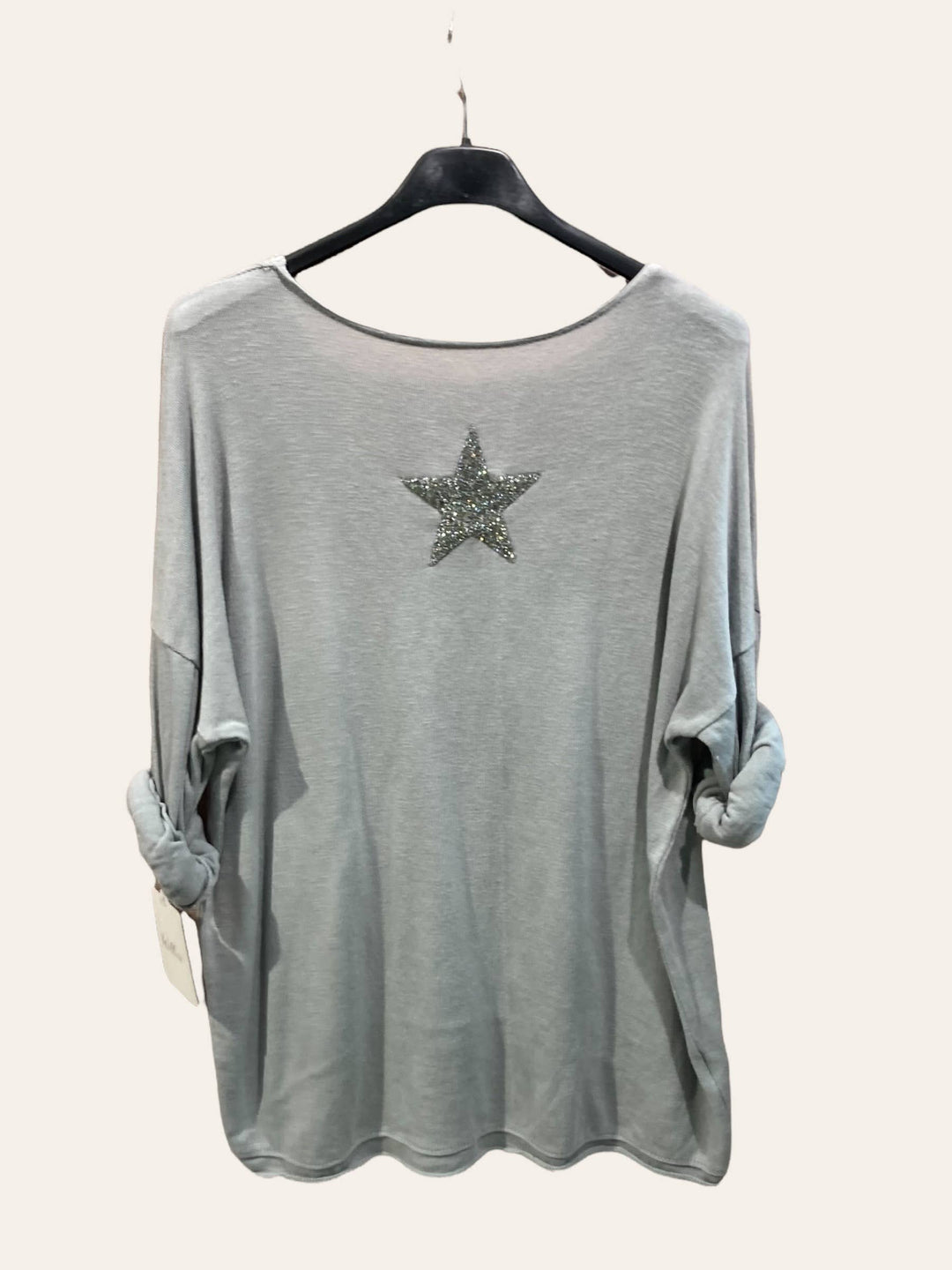 Cotton top with a rhinestone star : ORANGE