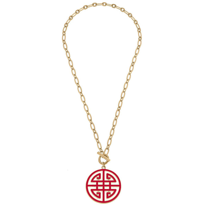 Tara Game Day Greek Keys Enamel Pendant Necklace: Yellow