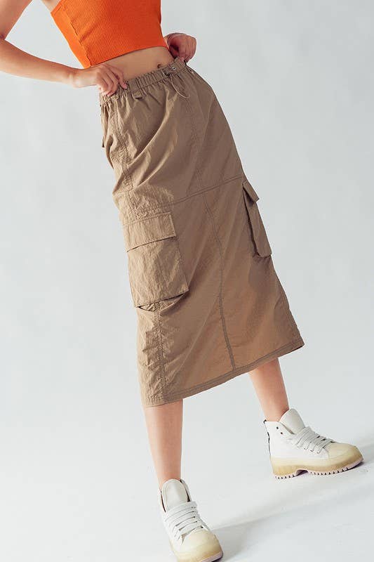 MIDI PARACHUTE SKIRT: SLATE