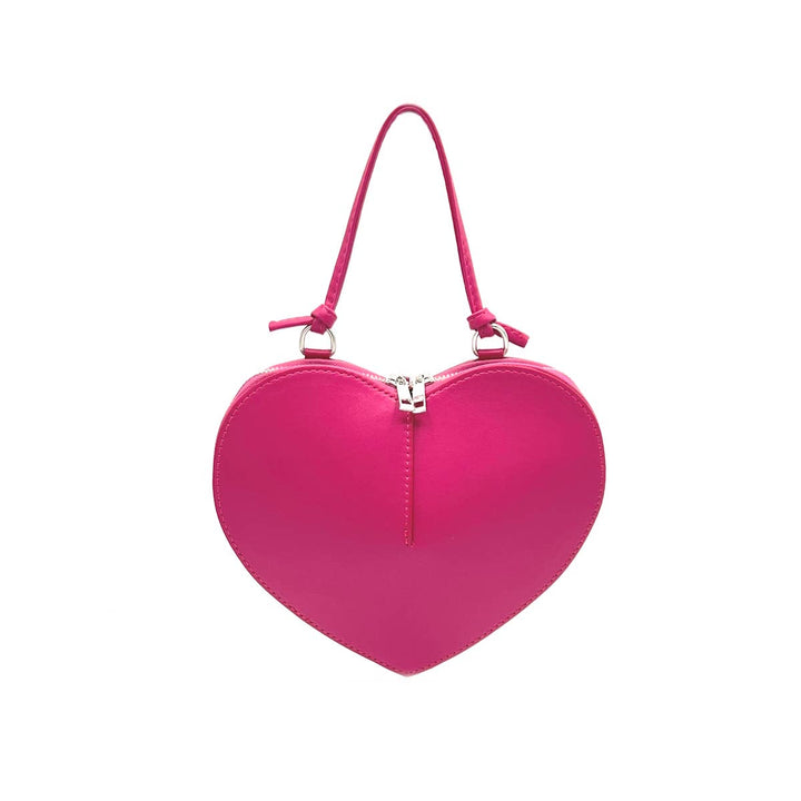 Heart Leather bag, Made in Italy,112587: Orange