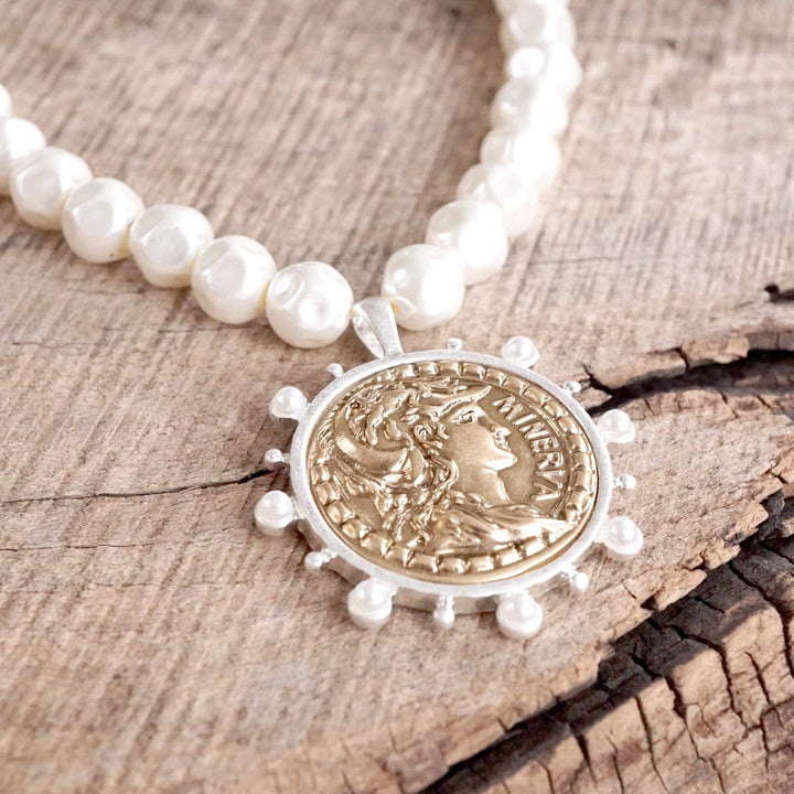 Coin and Pearl Neck – Gold and Silver
