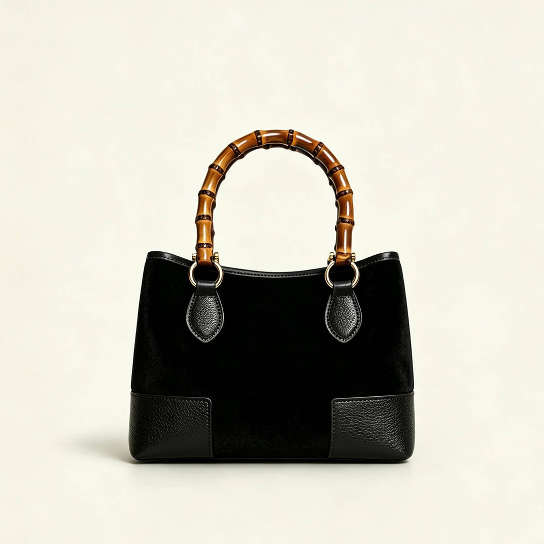 Suede Bag leather bamboo : Borgogna
