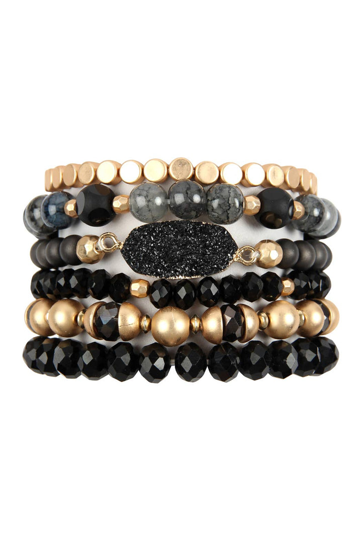 Druzy Stone Charm Bracelet Set: White