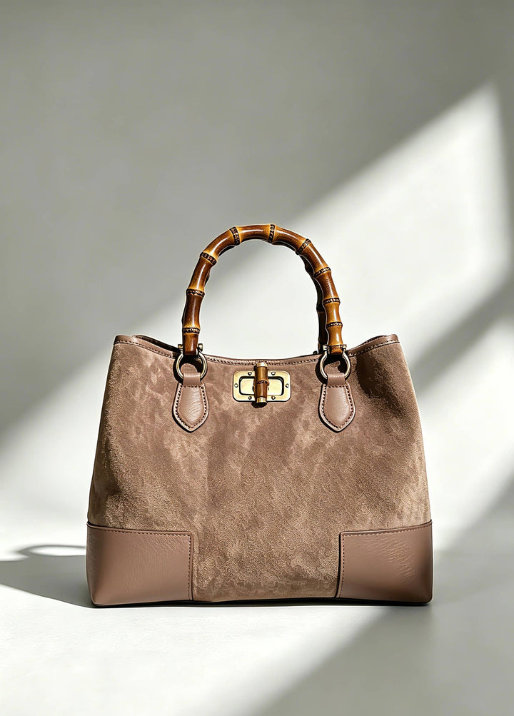 Handbag Italian Suede Leather: Nero