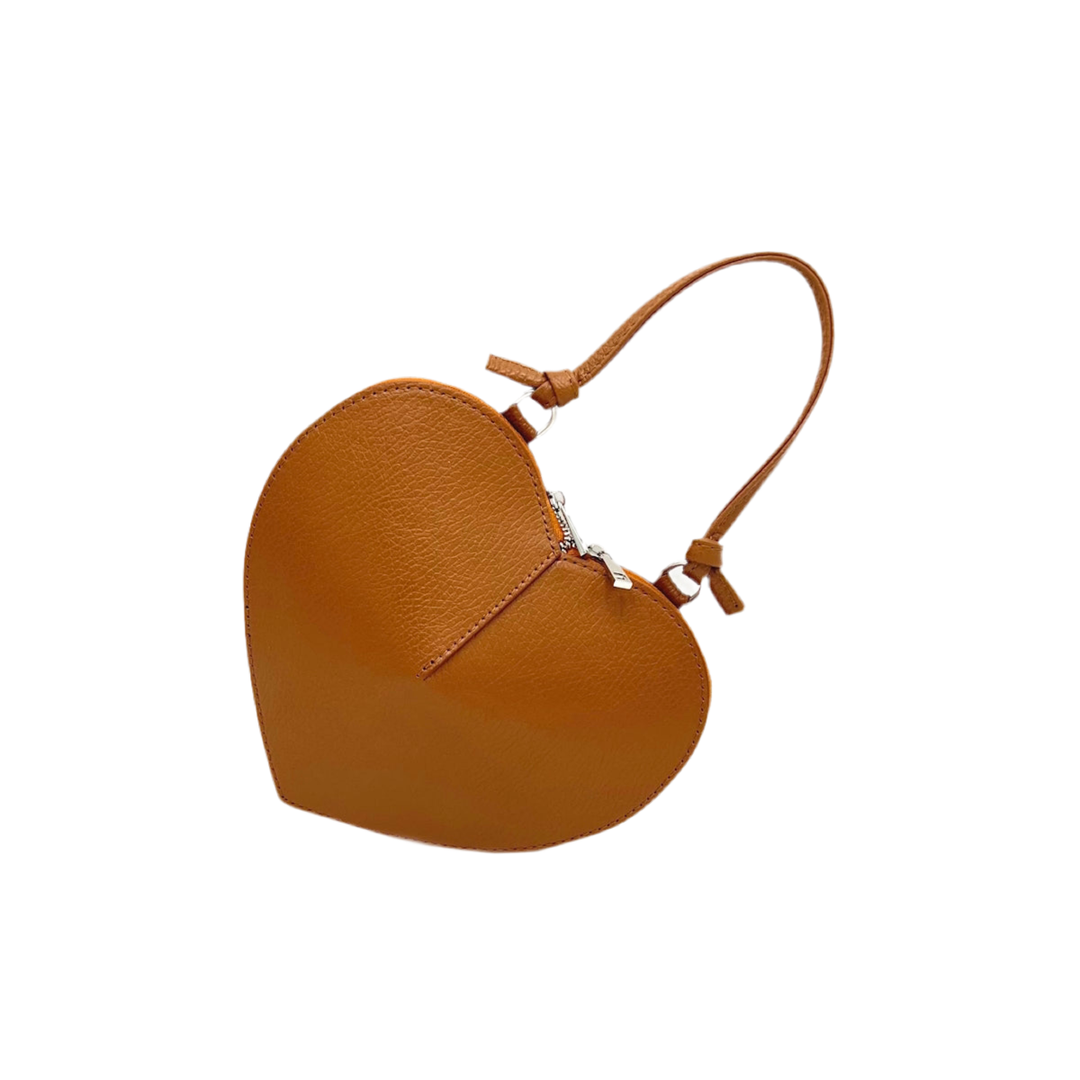 Heart Leather bag, Made in Italy,112587: Orange