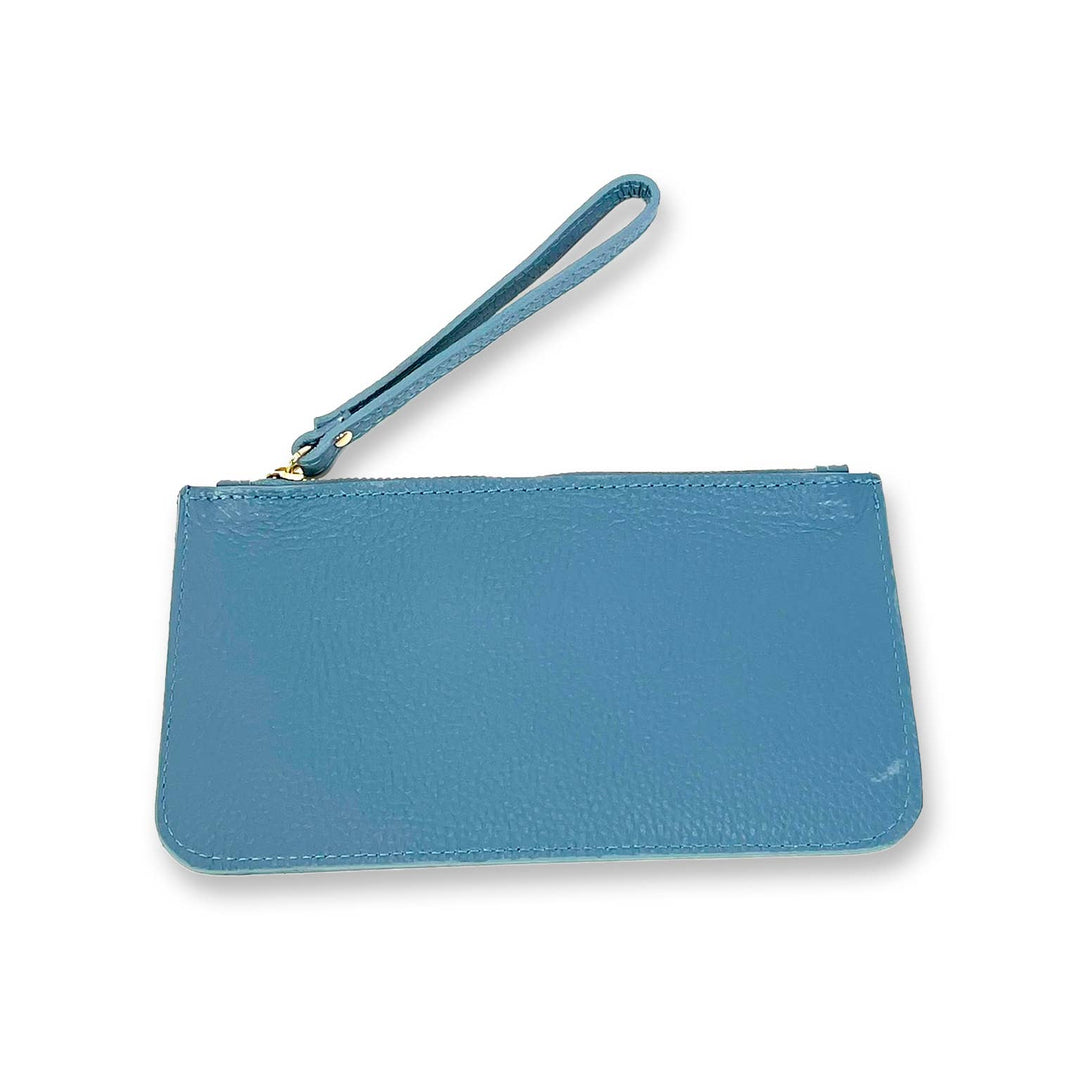 Genuine Leather Bag w/Wrist Strap: Dark blue / Large
