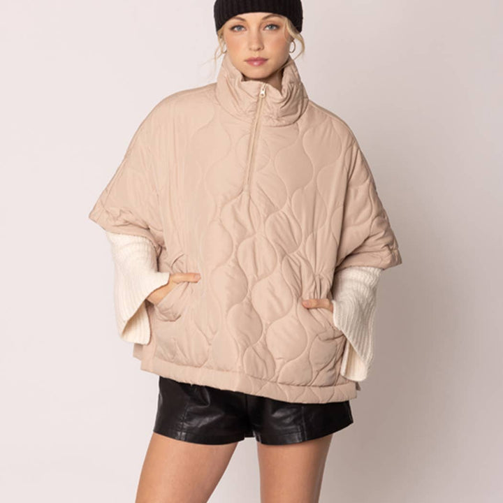 Quilted Cape Poncho Jacket : IVY / O/S
