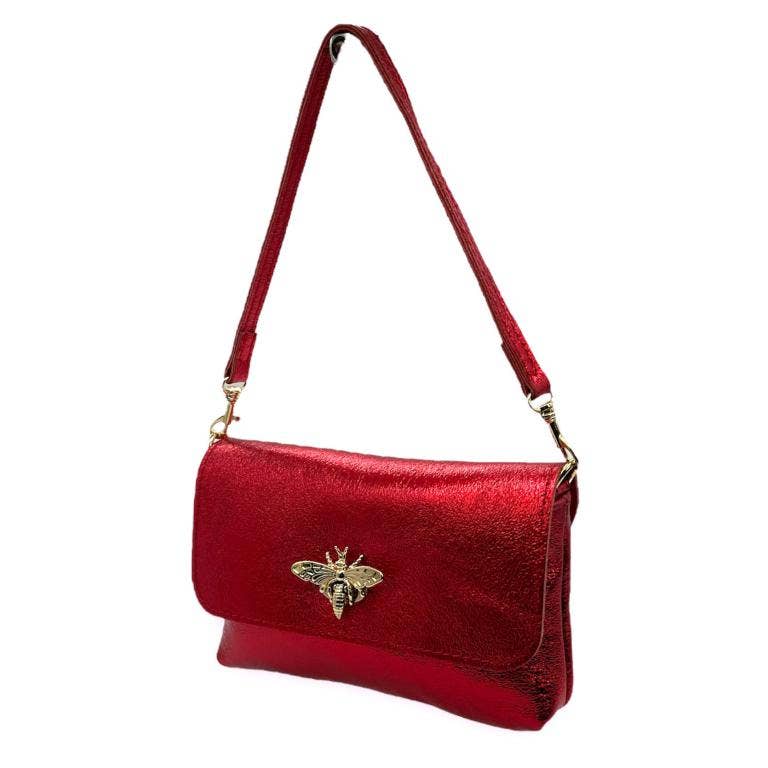 Leather Bag with Bee: Black