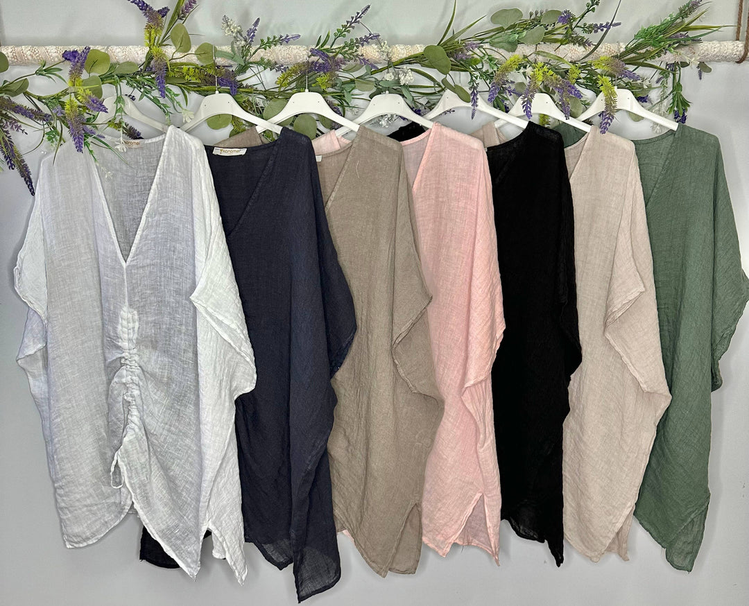Linen Scrunchy Top : Beige / Linen
