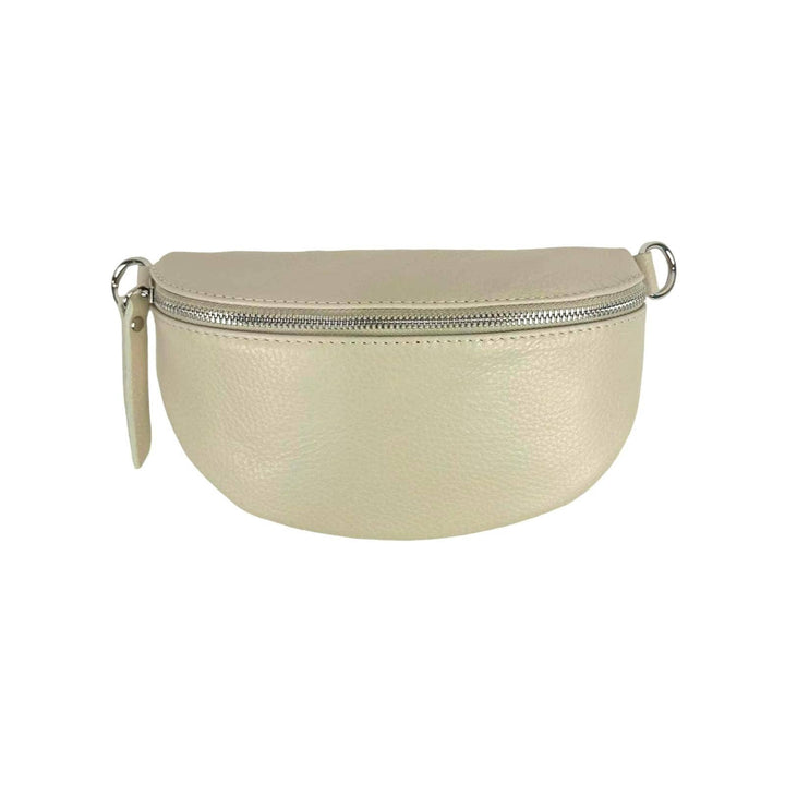 Italian Leather Waist Bag with Zipper: Red