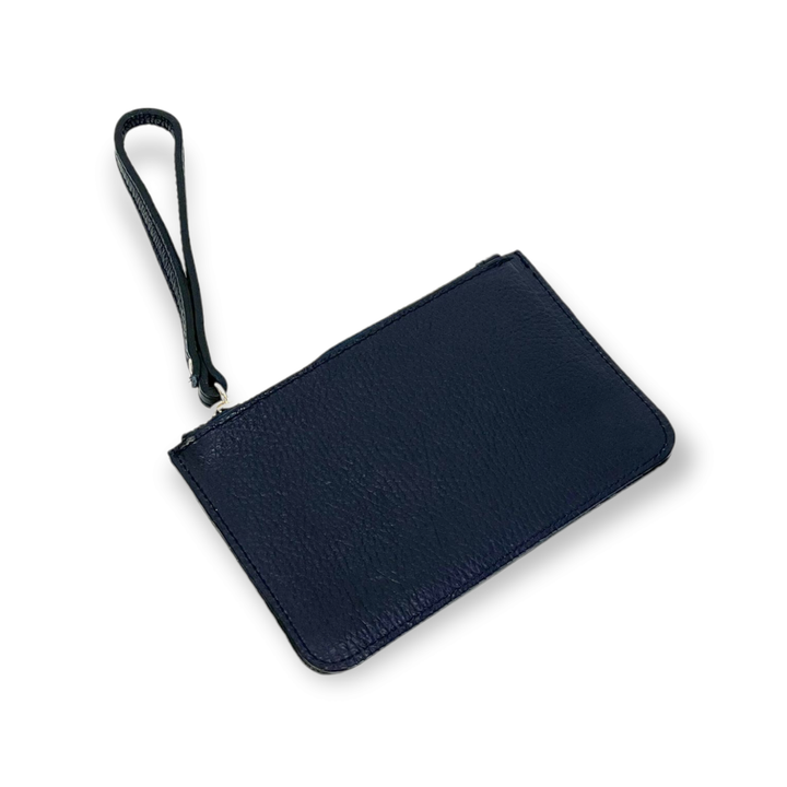 Genuine Leather Bag w/Wrist Strap: Dark blue / Large