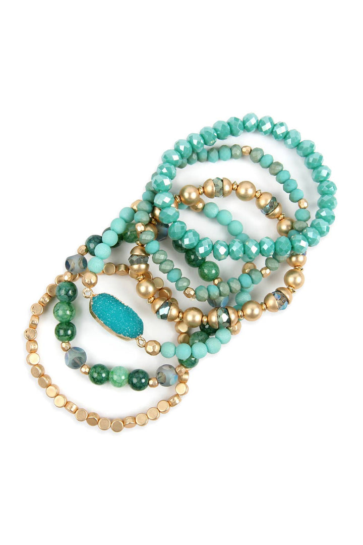 Druzy Stone Charm Bracelet Set: White
