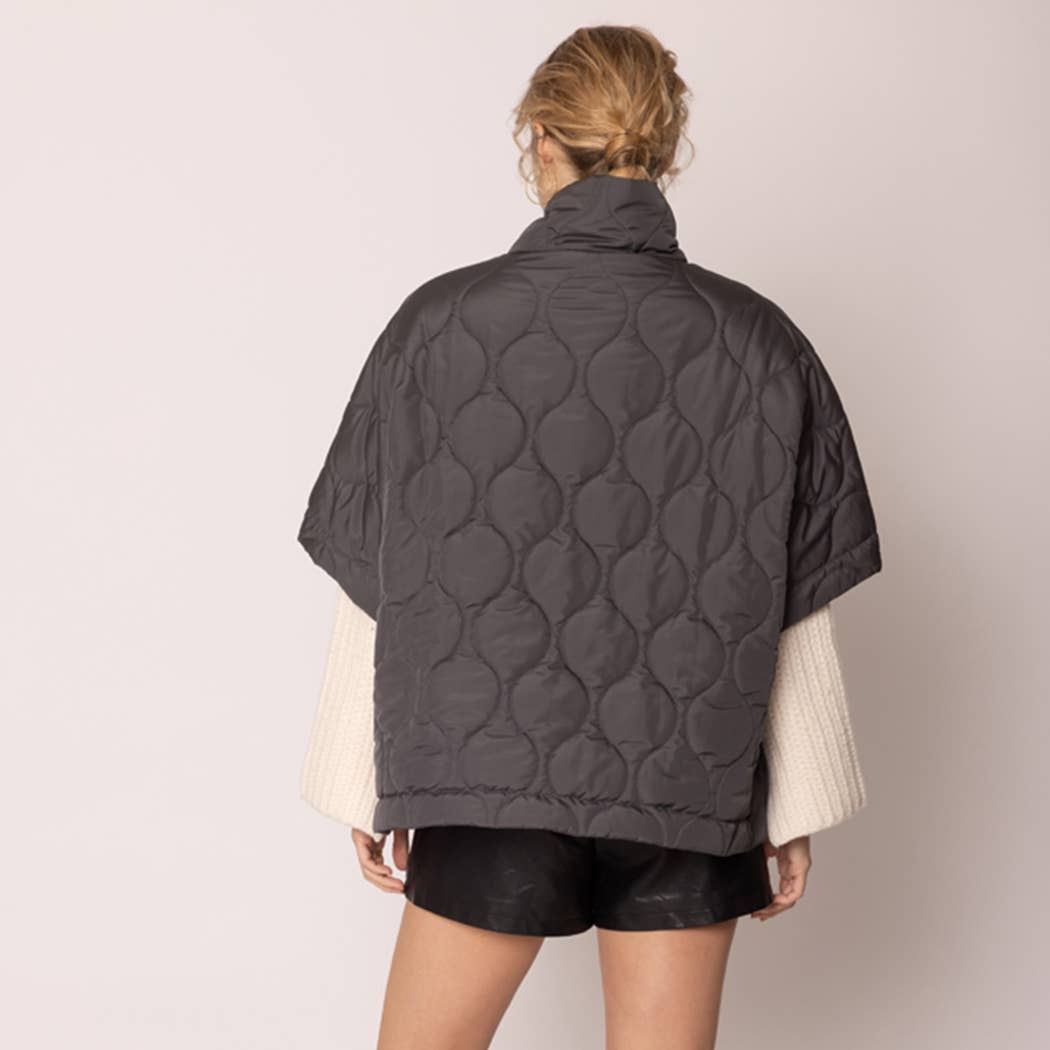 Quilted Cape Poncho Jacket : IVY / O/S