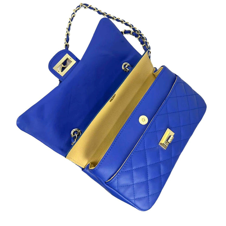 Extra Premium Quilted Leather Bag: Gold