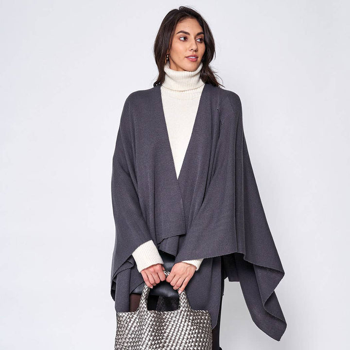 Ruana with Shoulder Strap: Blue