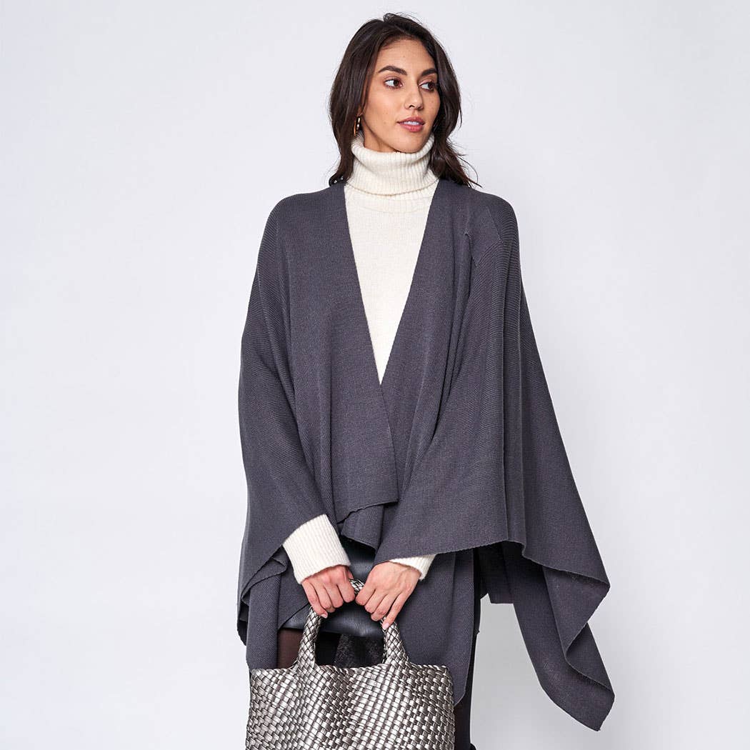 Ruana with Shoulder Strap: TAUPE