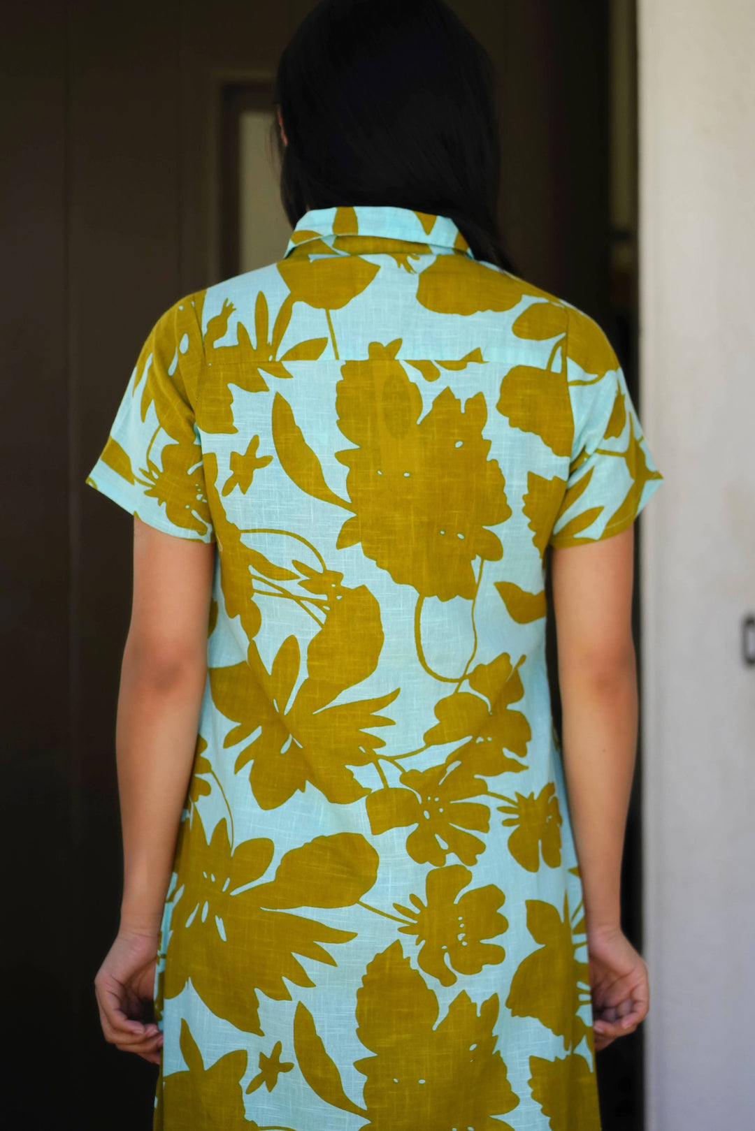 Cotton Dress Turquoise Olive: M
