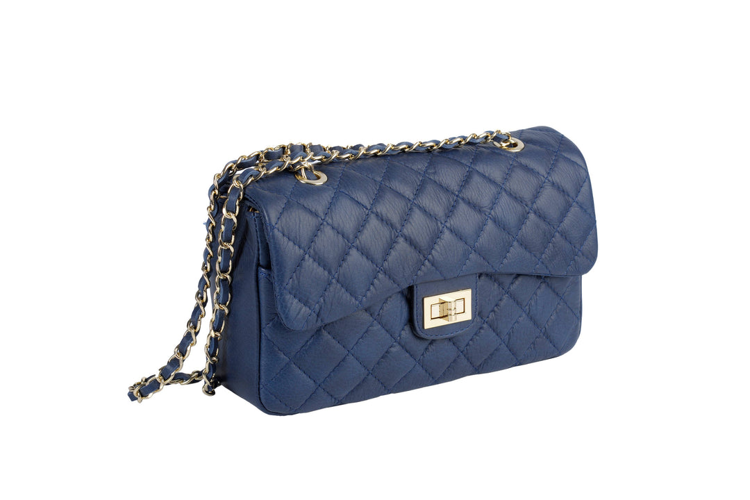 Premium Quilted Leather Bag: Black